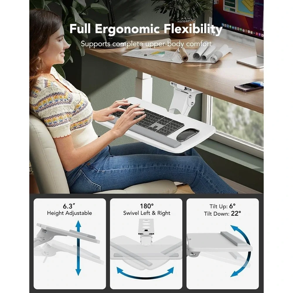 HUANUO Adjustable Keyboard Tray Under Desk 25
